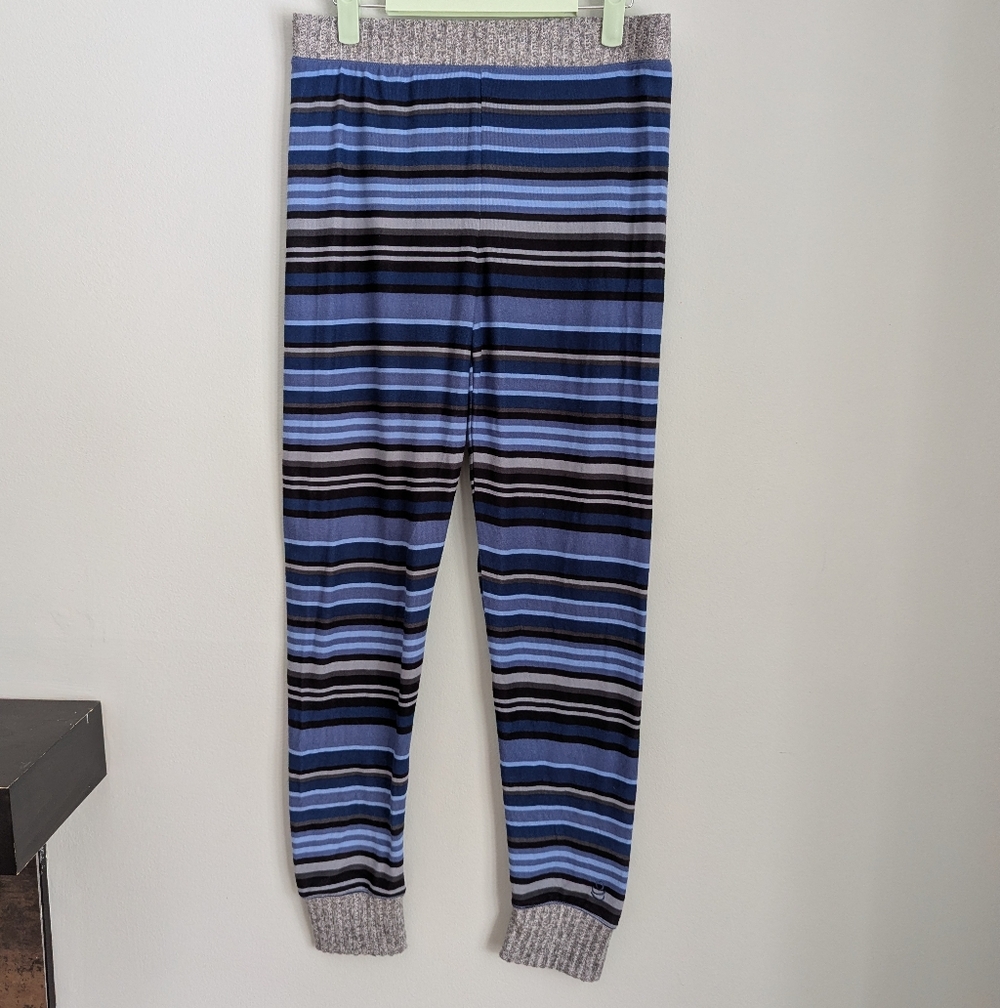 Cuddl Duds Pajama Pants Women's Medium Blue Striped Thin Jogger Soft Comfort 198
